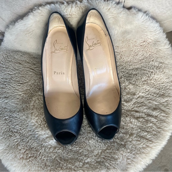 Christian Louboutin Leather Peep Toe Heels - Picture 5 of 11
